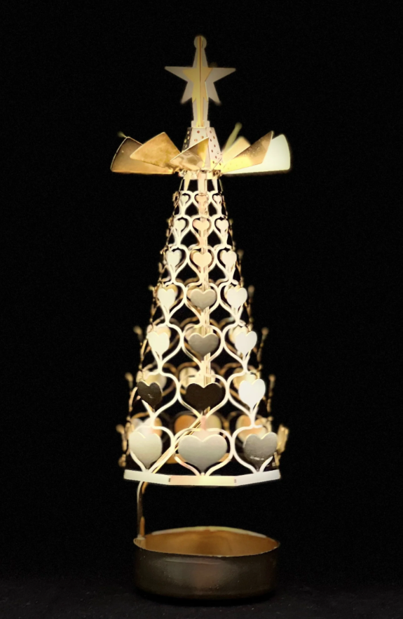 Hearts Christmas Tree Rotary Candleholder (Gold)