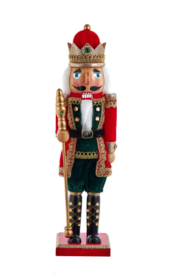 15" Red & Green King Nutcracker