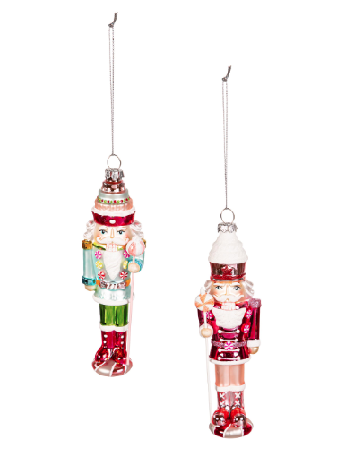 6" Glass Candy Nutcracker Ornament, 2A