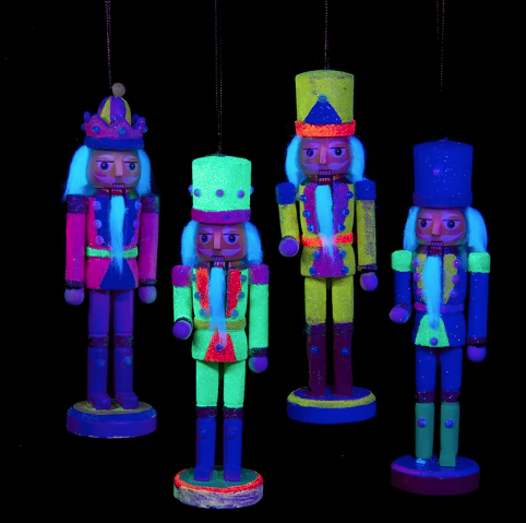 6" Glow In The Dark Nutcracker Ornaments, 4 Assorted