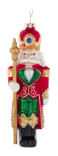 6" Glass Nutcracker With Scepter Ornament