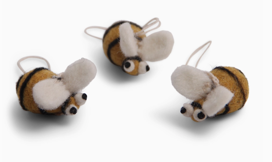 set of three wool bees