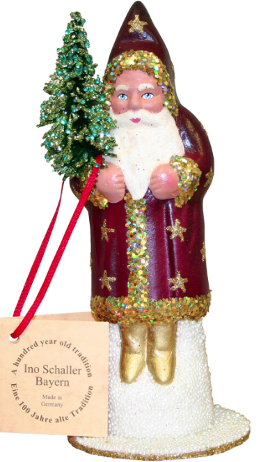 burgundy santa with gold stars - german