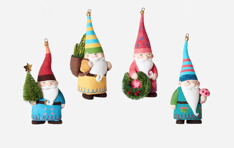 Foraging Gnome Ornament - 4 Assorted