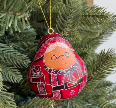 mrs. claus gourd ornament