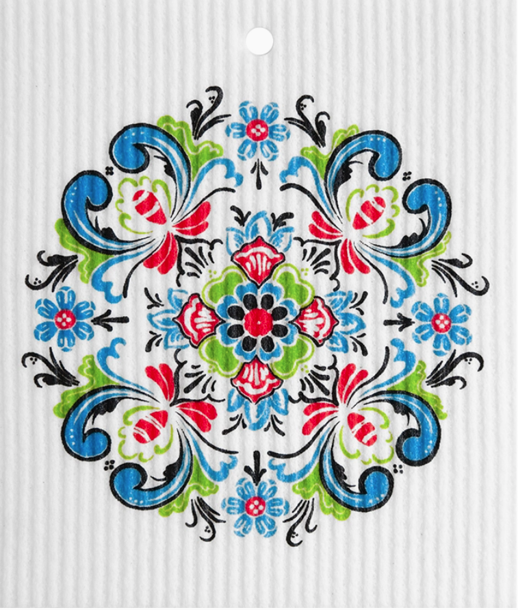 Swedish Wash Towel, Colorful Rosemaling
