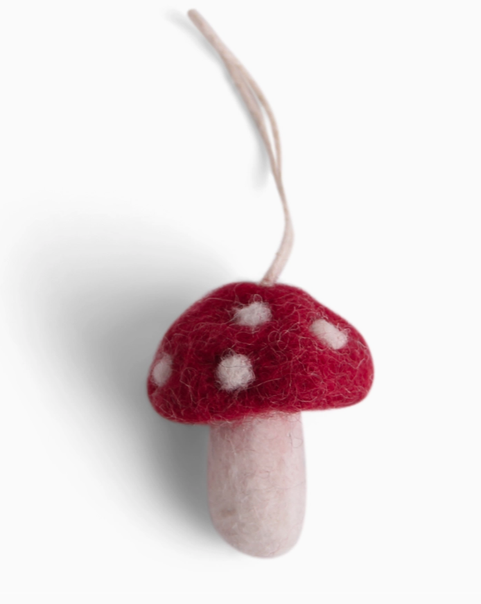 mini red mushrooms - set of 5