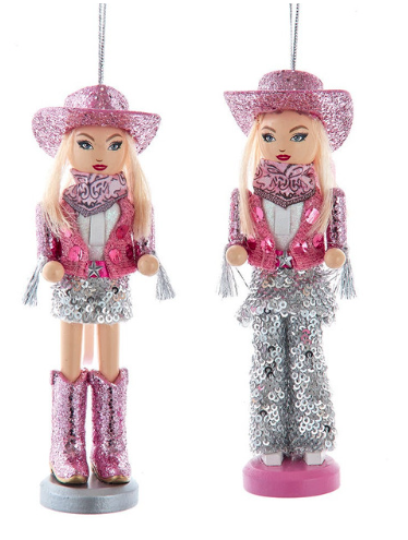 6“ Honky Tonk Cowgirl Nutcracker Ornaments, 2 Assorted