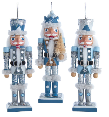 6" Blue Nutcracker Ornaments, 3 Assorted