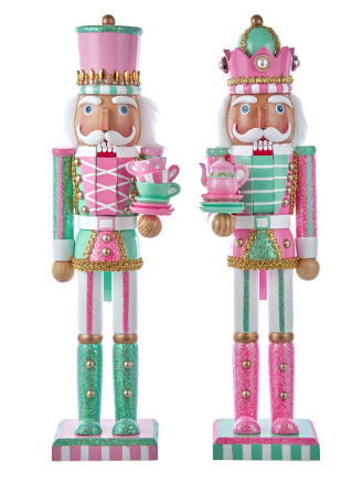 15" Pink & Green Nutcrackers, 2 Assorted