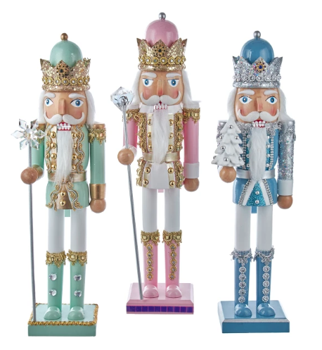 15" Green, Blue & Pink Nutcrackers, 2 Assorted