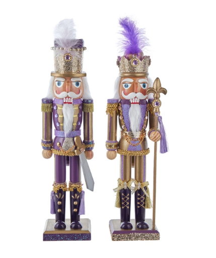 15" Purple & Gold Nutcrackers, 2 Assorted