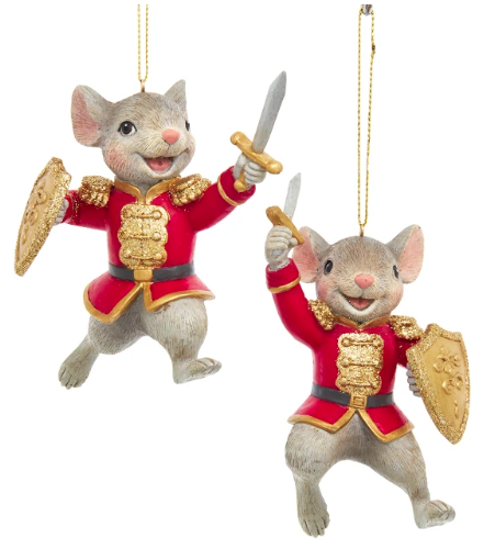 3.75" Nutcracker Suite Red Mouse Soldier Ornaments, 2 Assorted