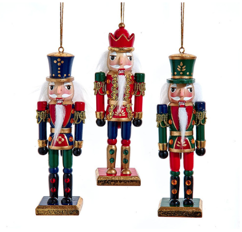 6" Gold, Red & Blue Nutcracker Ornaments, 3 Assorted