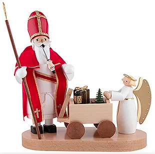 St. Nickolas with Angel - Christmas smoking man