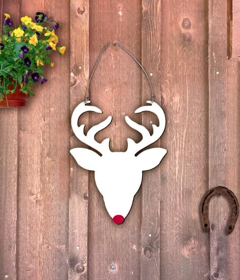 Outdoor Metal Art Rudolph - Door Hanger