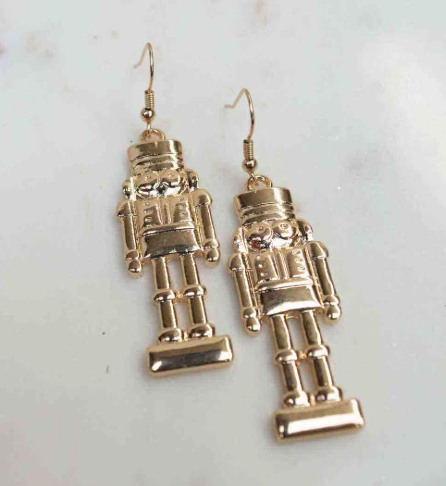 2" Gold nutcracker earrings