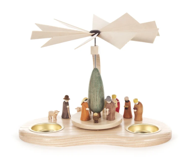 Pinnacle Peak Trading German Wood Pyramid Shepherd and Kings Candle Holder 8 Inch
