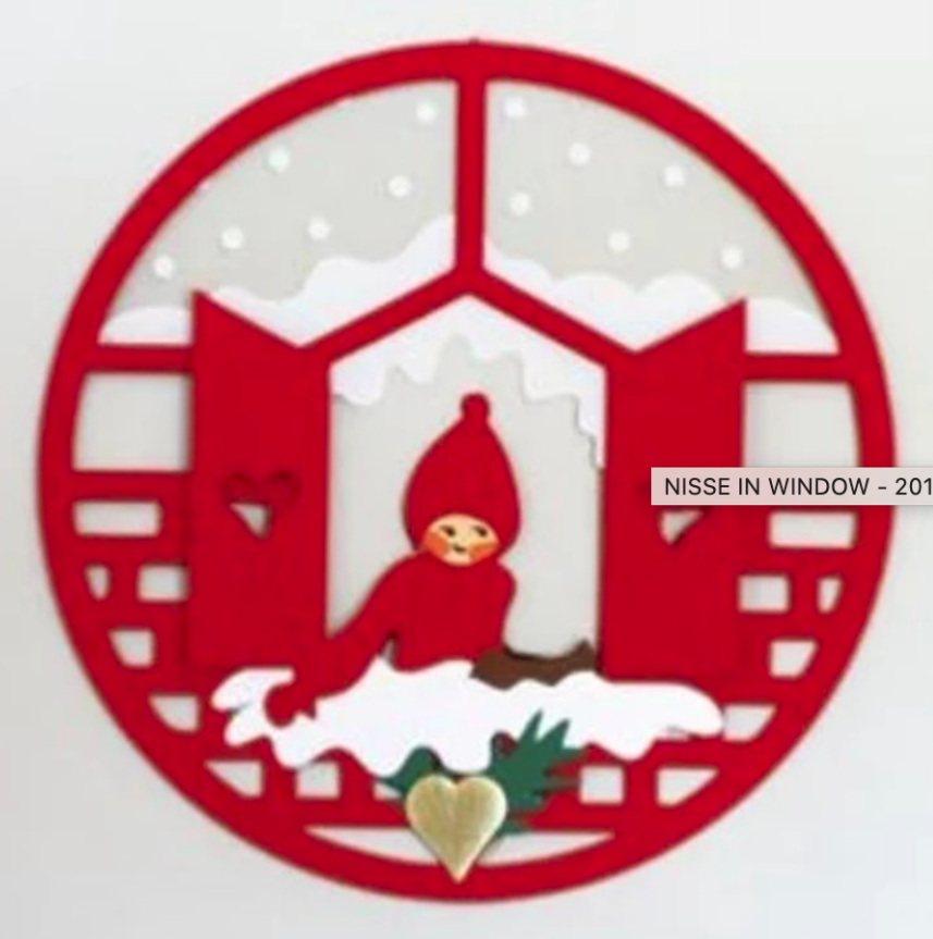 Nisse in Window with Hearts Mobile, 3 Assorted