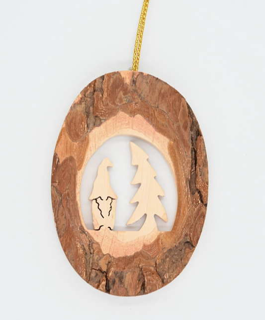 Gnome Bark Oval Ornament
