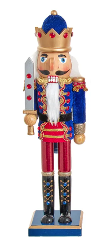 15" Blue, Red and Green King Nutcrackers, 3 Assorted
