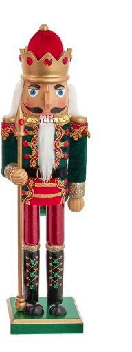 15" Blue, Red and Green King Nutcrackers, 3 Assorted