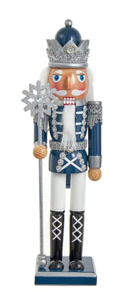 15" Dark Blue and Silver Nutcrackers, 2 Assorted
