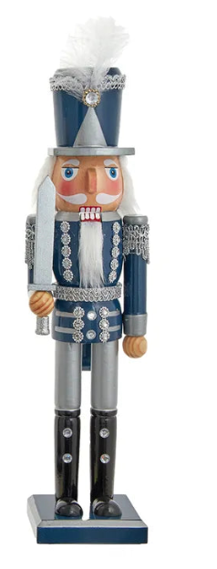 15" Dark Blue and Silver Nutcrackers, 2 Assorted