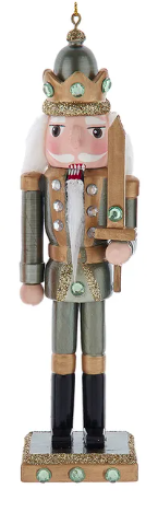 6" Wooden Teal, Desert Rose & Green Nutcracker Ornaments, 3 Assorted
