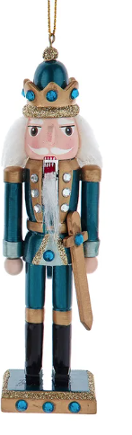 6" Wooden Teal, Desert Rose & Green Nutcracker Ornaments, 3 Assorted