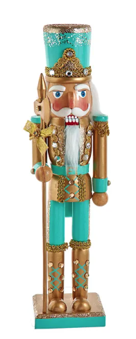 15" Aqua & Gold Nutcrackers, 2 Assorted