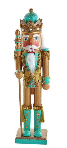 15" Aqua & Gold Nutcrackers, 2 Assorted