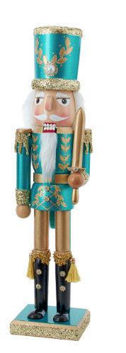 15" Green, Gold & Blue Nutcrackers, 2 Assorted