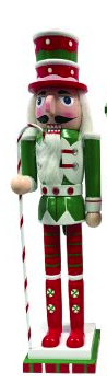 15" Red & Green Peppermint Nutcrackers, 2 Assorted