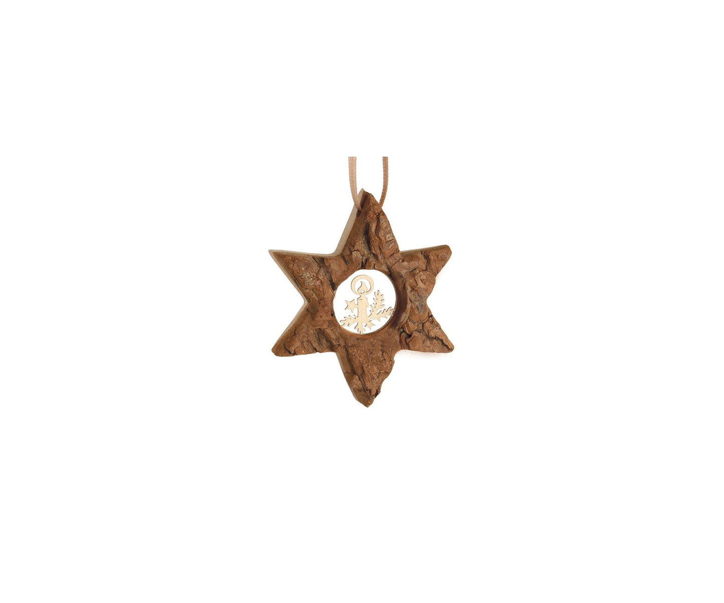Small Woodcut Star Ornament - Candle
