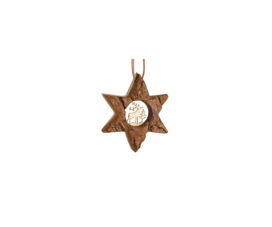 Small Wooden Star Ornament - Deer