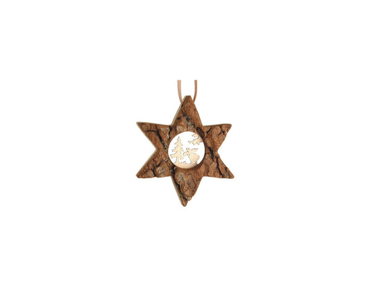 Small Wooden Star Ornament - Elk