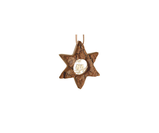 Small Wooden Star Ornament - Owls
