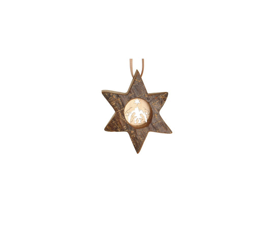 Small Wooden Star Ornament - Nativity