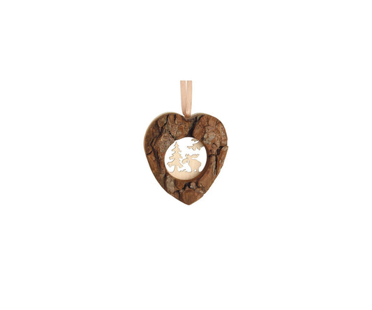 Small Wooden Heart Ornament - Elk