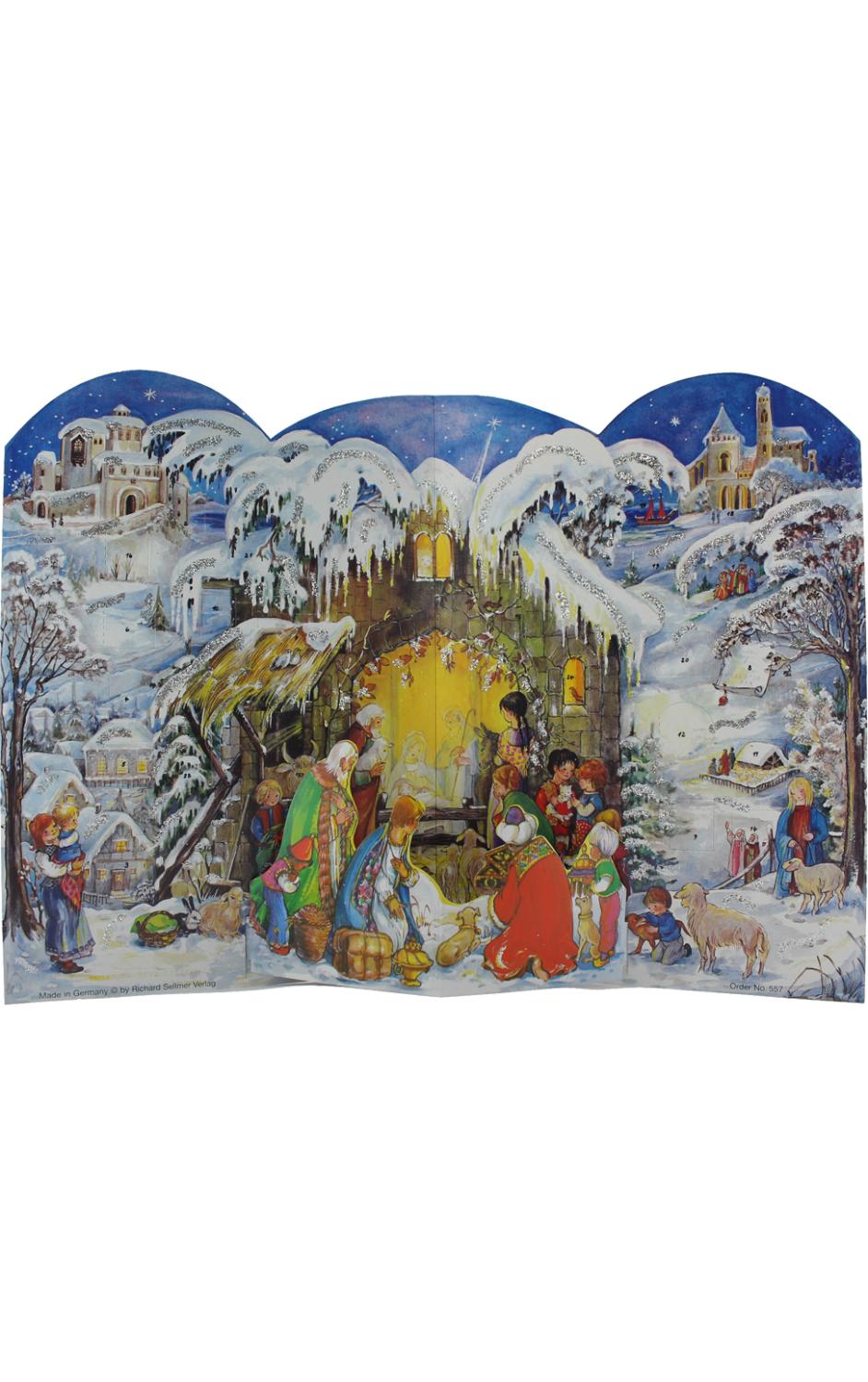 Standing Advent calendar - Manger Scene with Bible verses