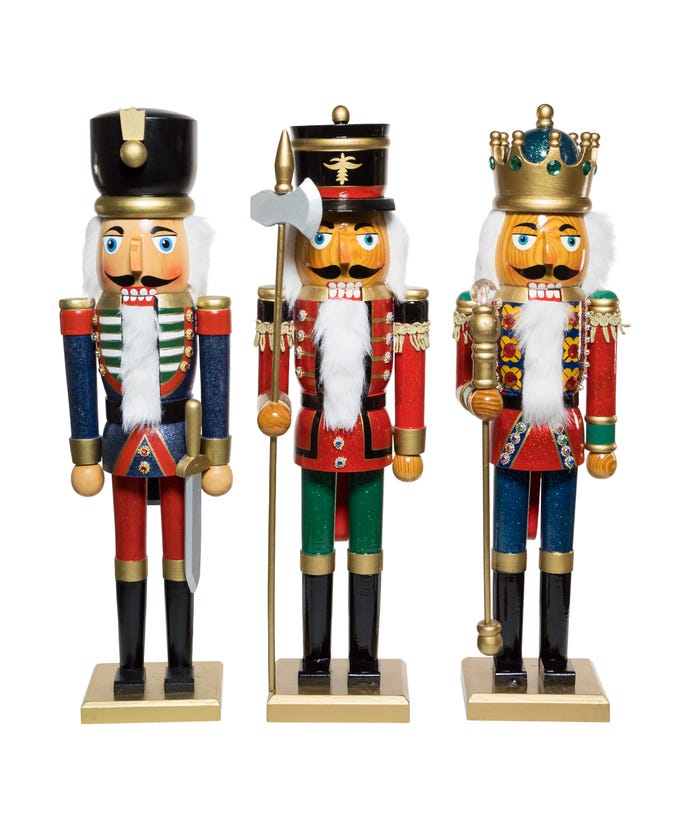 20" Wooden Soldier/King Nutcracker 3 Assorted
