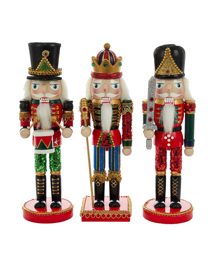 10" Wooden Nutcracker 3 assorted