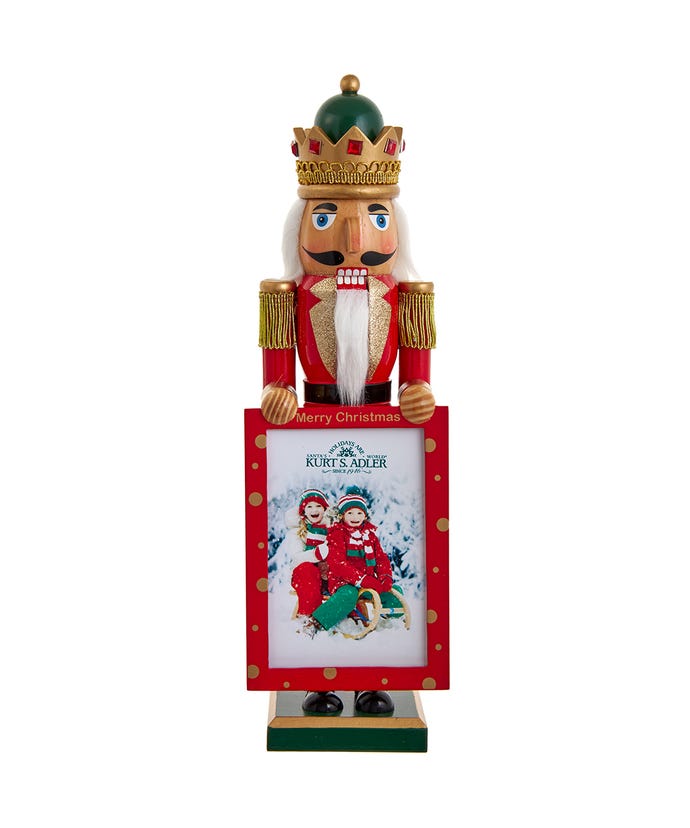 15" King Nutcracker Holding Picture Frame