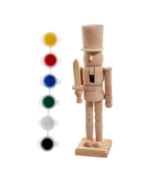 7" Plain Nutcracker With Paint (Red, Green, Yellow & White)