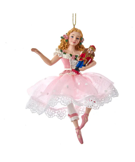 Clara With Flowers In Hair  With Nutcracker Prince Ornament