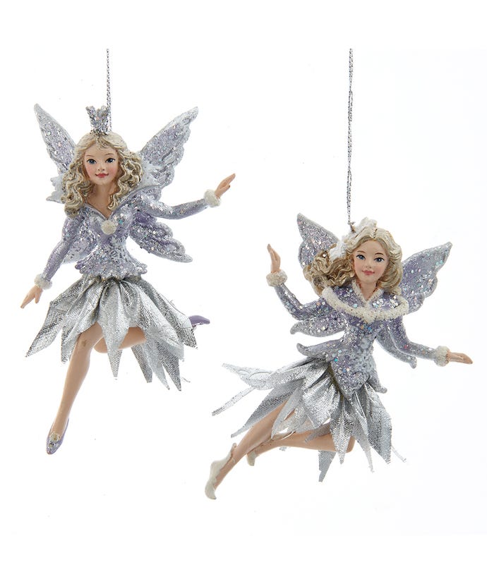 Icy Periwinkle Flying Fairy Ornaments