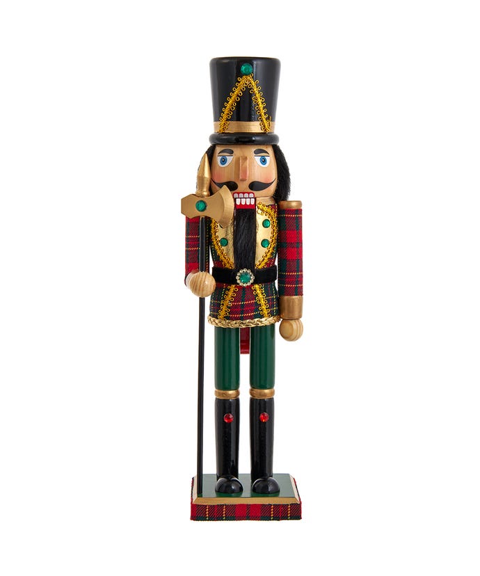 15" Green and Red Plaid Soldier Nutcracker