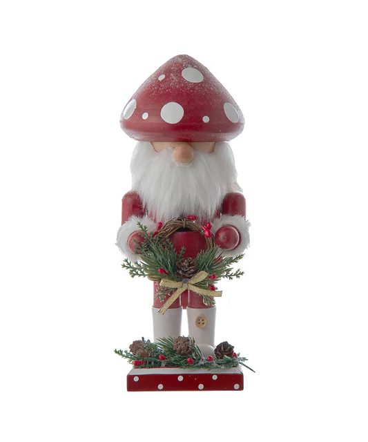 9" Mushroom Santa Nutcracker
