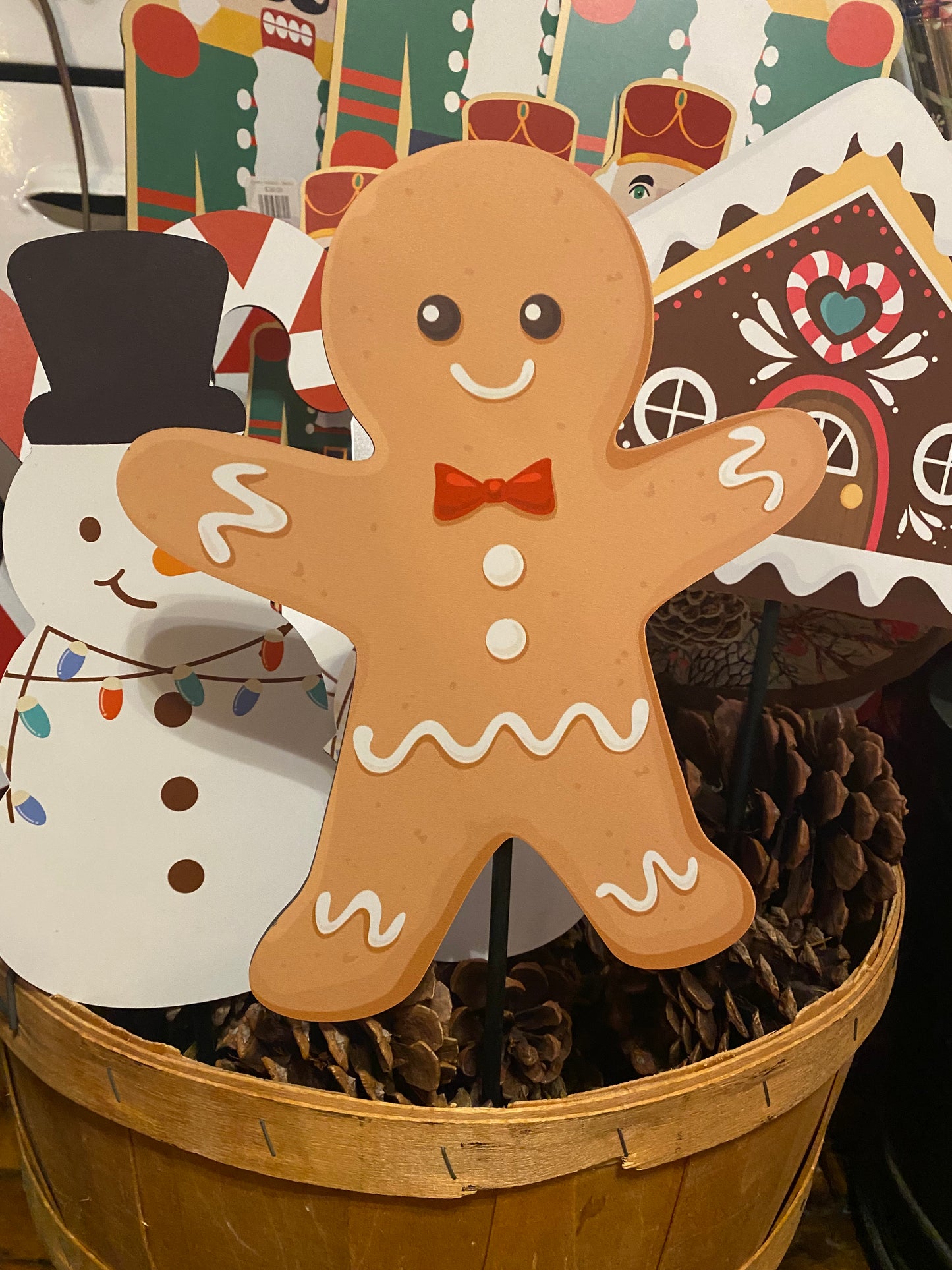 Gingerbread Boy Outdoor Metal Art 10" Yard Stake